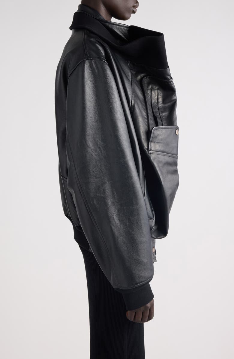 Balenciaga Upside Down Lambskin Leather Blouson Jacket, Alternate, color,