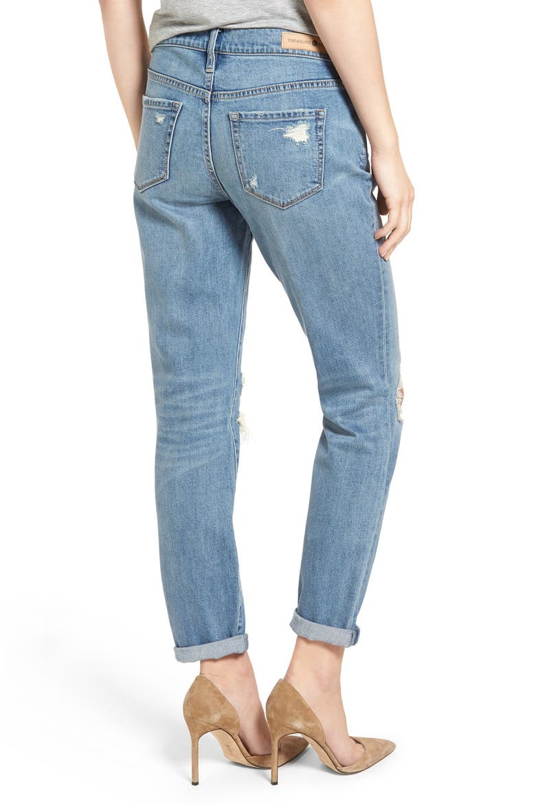 Treasure&Bond Ripped Boyfriend Jeans, Alternate, color, GRAVEL LIGHT DESTROY