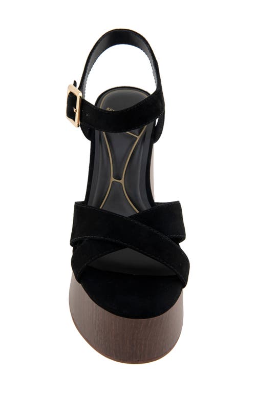 Kenneth Cole Taelyn Ankle Strap Platform Wedge Sandal In Black Suede