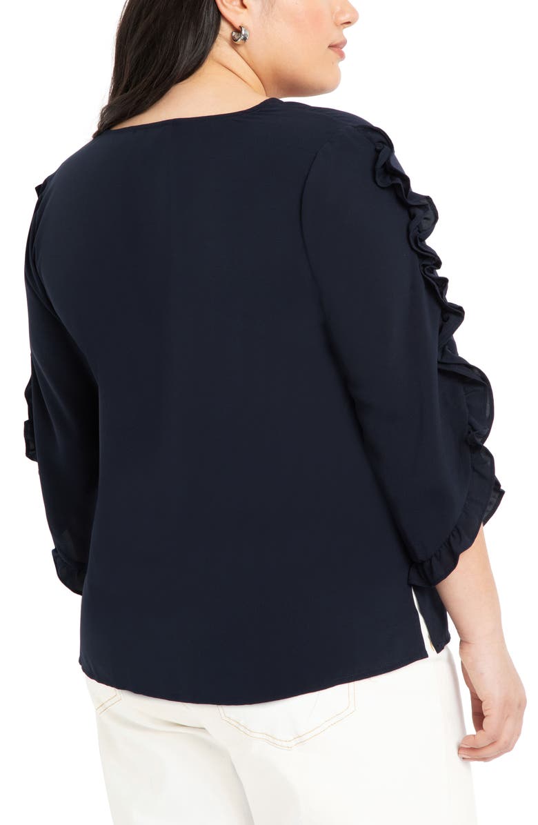 ELOQUII Ruffle Tulip Sleeve Blouse, Alternate, color, 