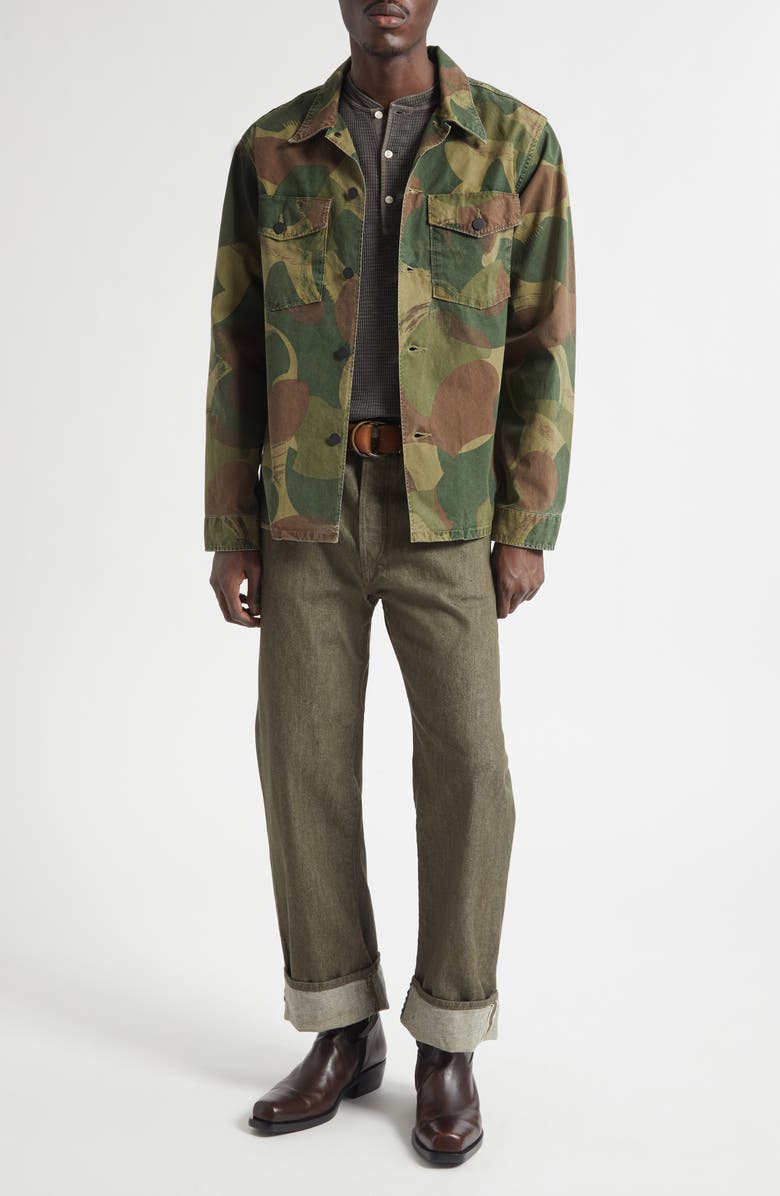 Double RL Camo Print Cotton Poplin Button-Up Overshirt, Alternate, color, Printed Camo