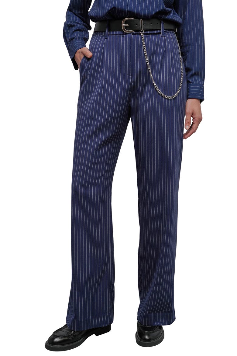 The Empower Pinstripe Wide Leg Trouser, Alternate, color, NAVY/OAT