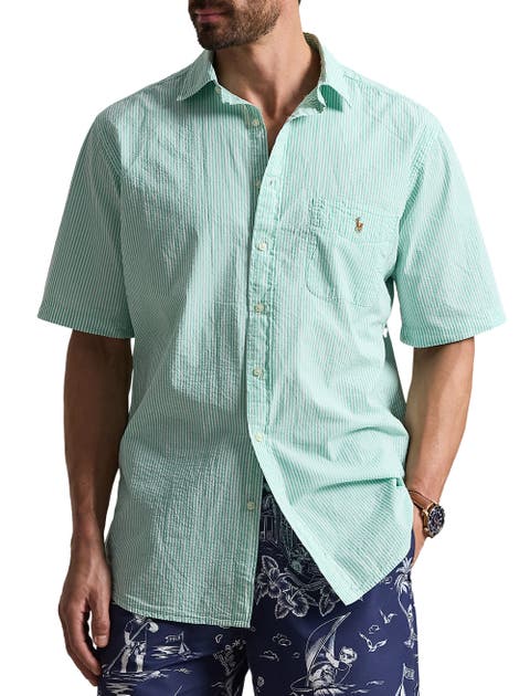 Big & Tall Seersucker Stripe Sport Shirt
