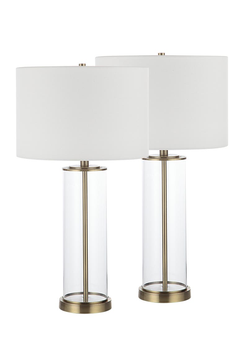 Saco Set of 2 Satin Brass & Glass Table Lamps, Main, color, NO COLOR