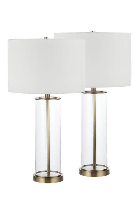Saco Set of 2 Satin Brass & Glass Table Lamps