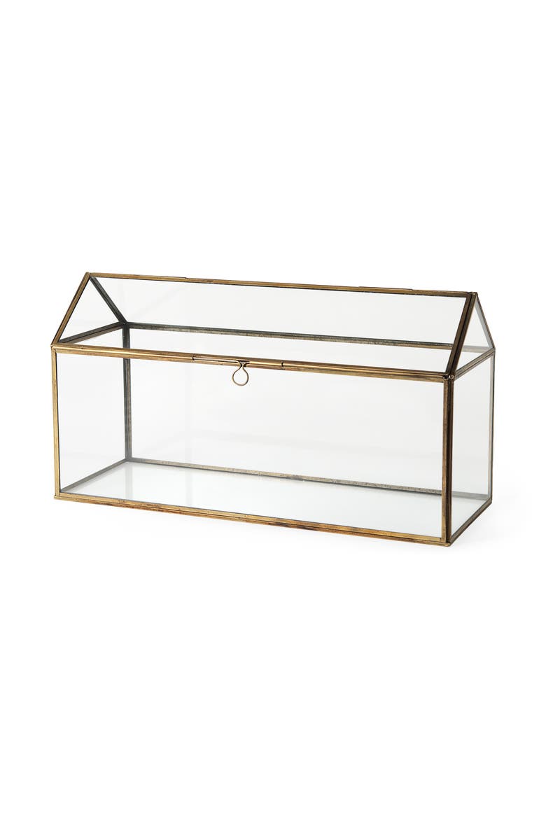 Hutt 16L x 6W x 9H Glass Terrarium Box, Main, color, Gold