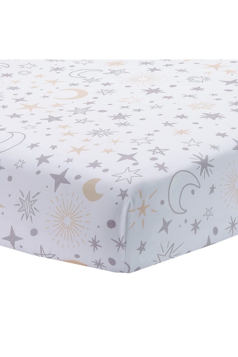 Goodnight Moon 100% Cotton Fitted Crib Sheet - Moon/Stars, Main, color, White