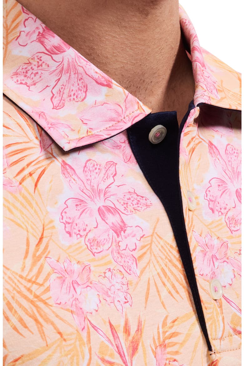 Hendrix Floral Pima Cotton Polo, Alternate, color, PEACH