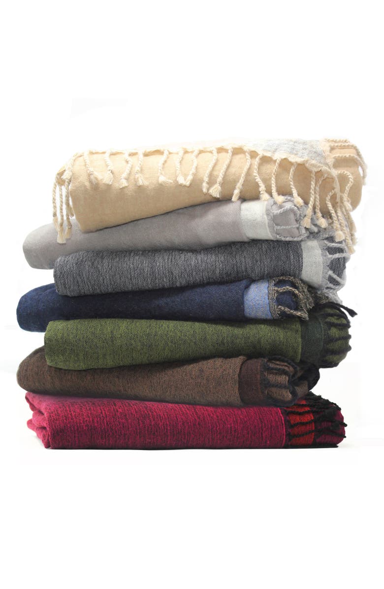 MELANGE HOME Reversible Merino Wool Throw Blanket, Alternate, color, Grey/ Ivory