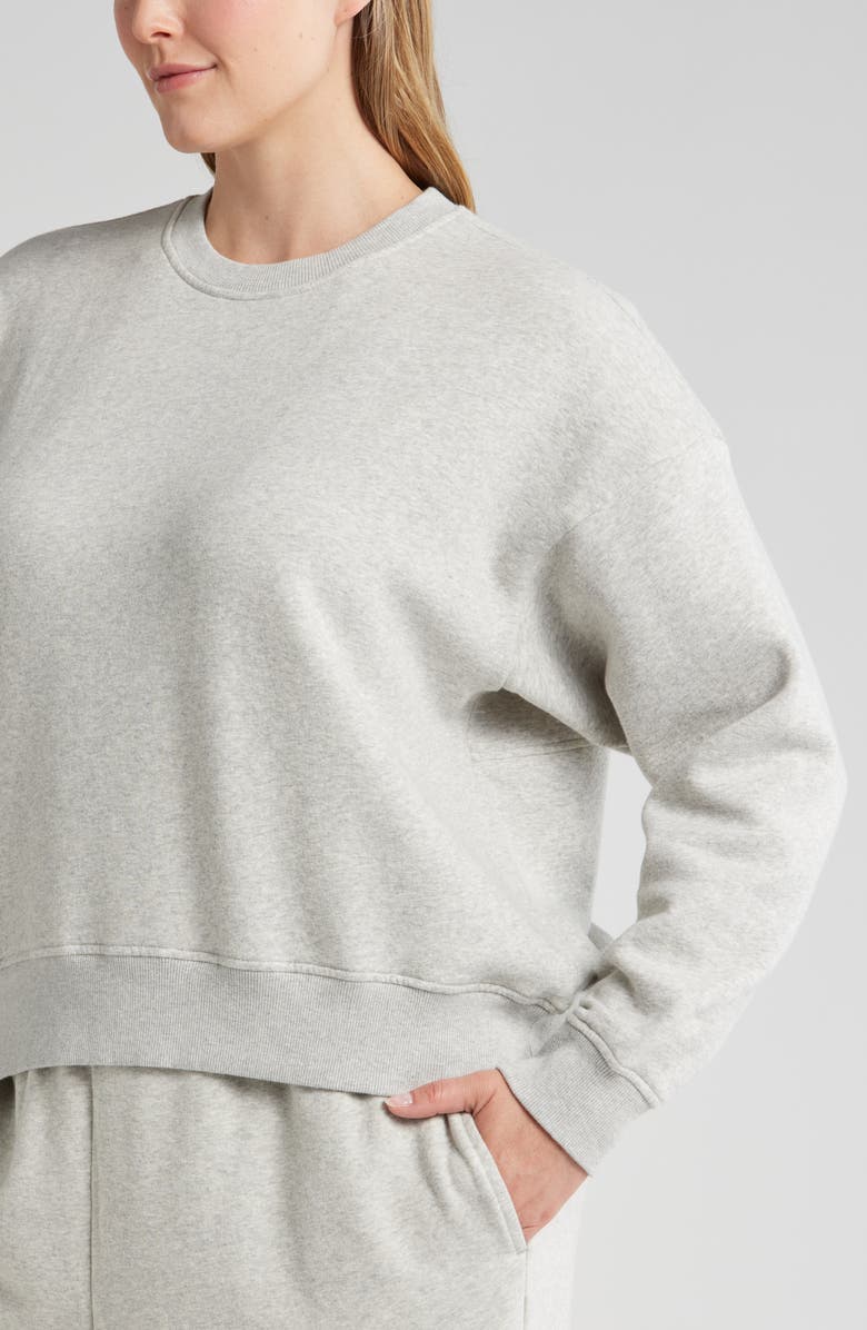 Zella Cloud Fleece Sweatshirt, Alternate, color, Grey Light Heather