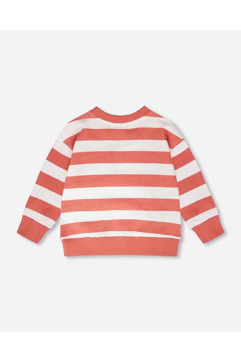 Long Sleeve Stripes French Terry Sweatshirt, Alternate, color, Brick and White Stripes