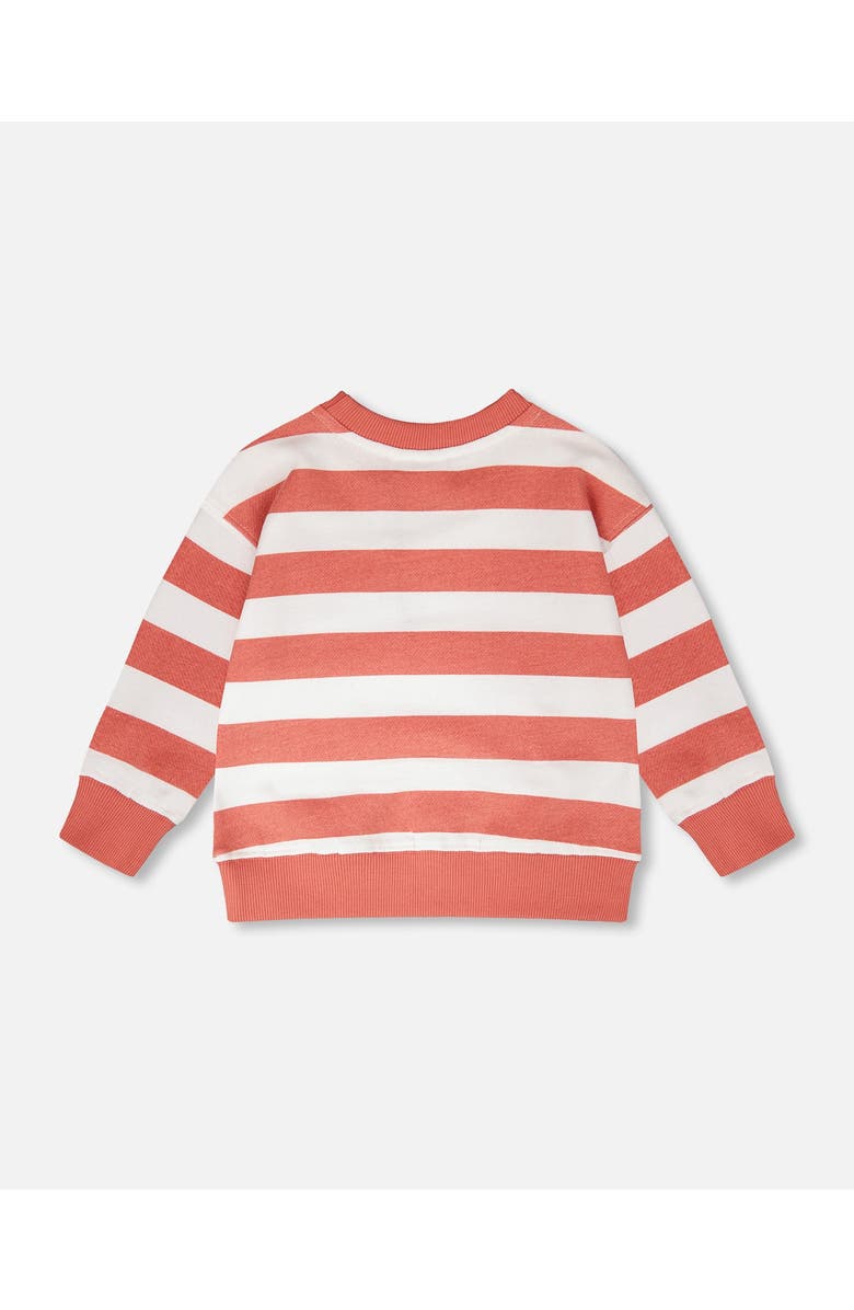 Deux par Deux Long Sleeve Stripes French Terry Sweatshirt, Alternate, color, Brick And White Stripes