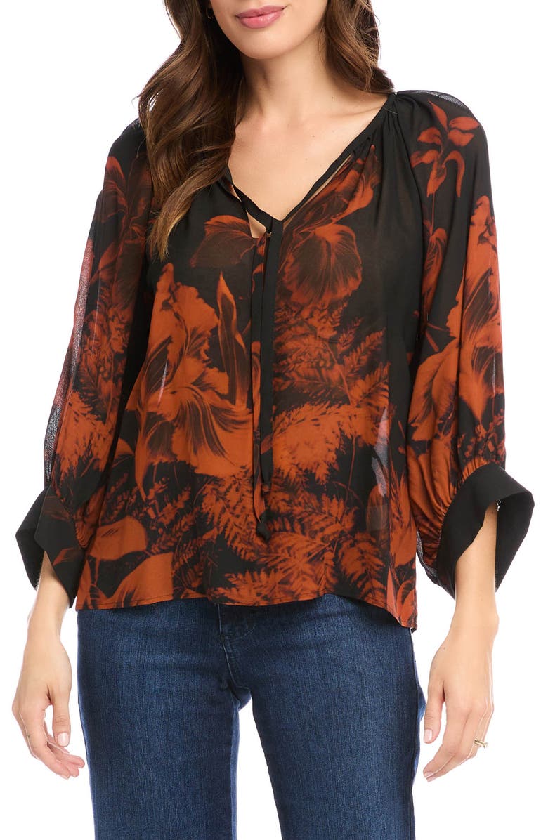 Karen Kane Blouson Sleeve Floral Top, Main, color,