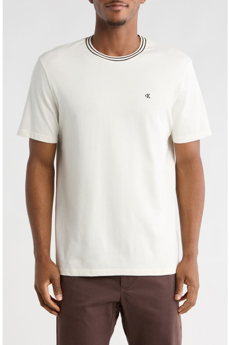 Double Tip Cotton Jacquard T-Shirt, Main, color, WHITE