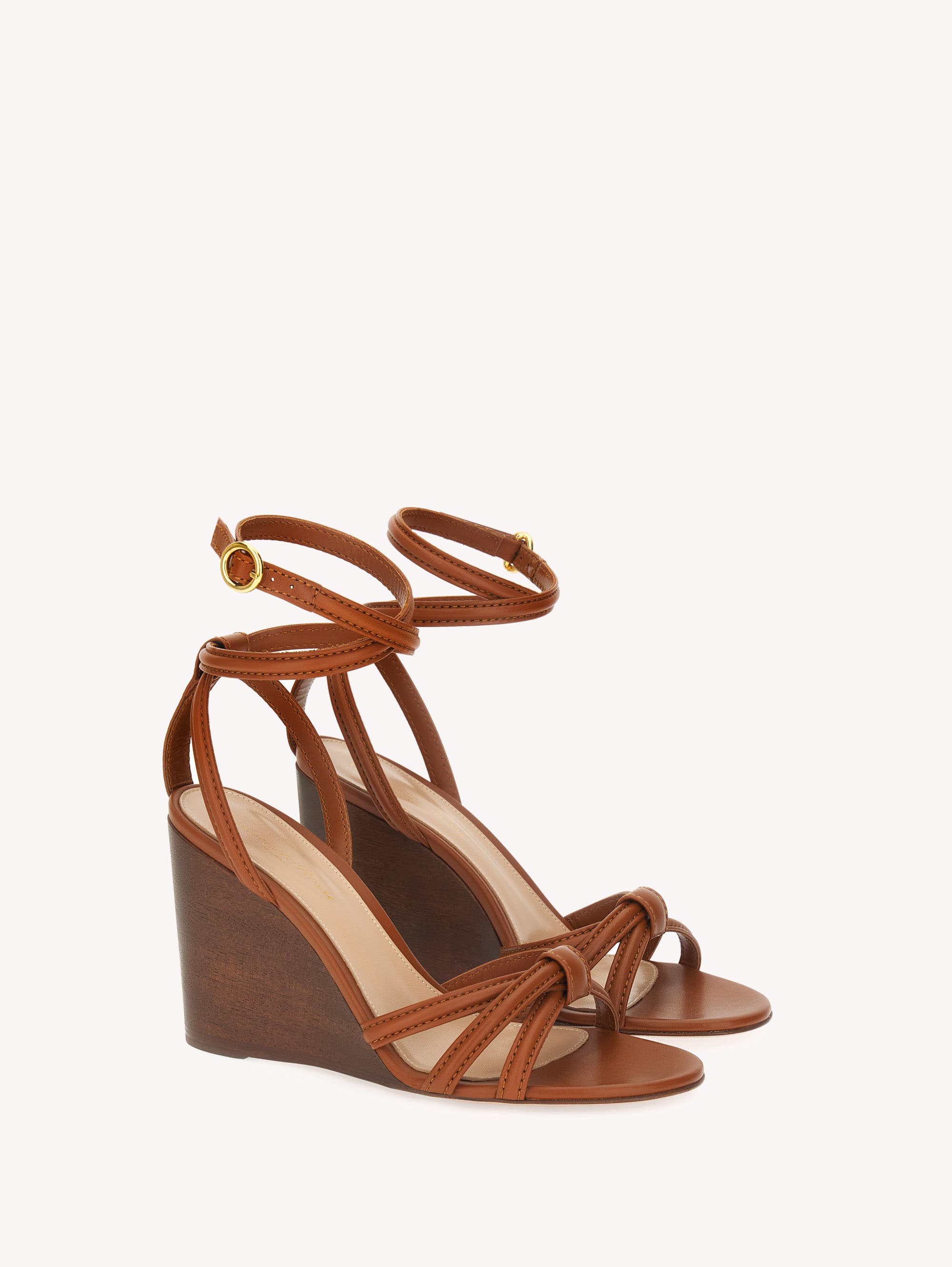 Gianvito Rossi Rabat Wedge Sandal, Alternate, color, Brown Calf Leather