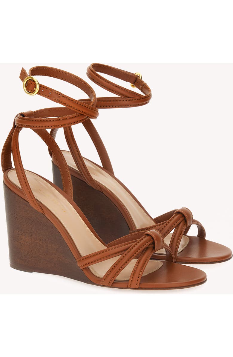 Gianvito Rossi Rabat Wedge Sandal, Alternate, color, Brown Calf Leather
