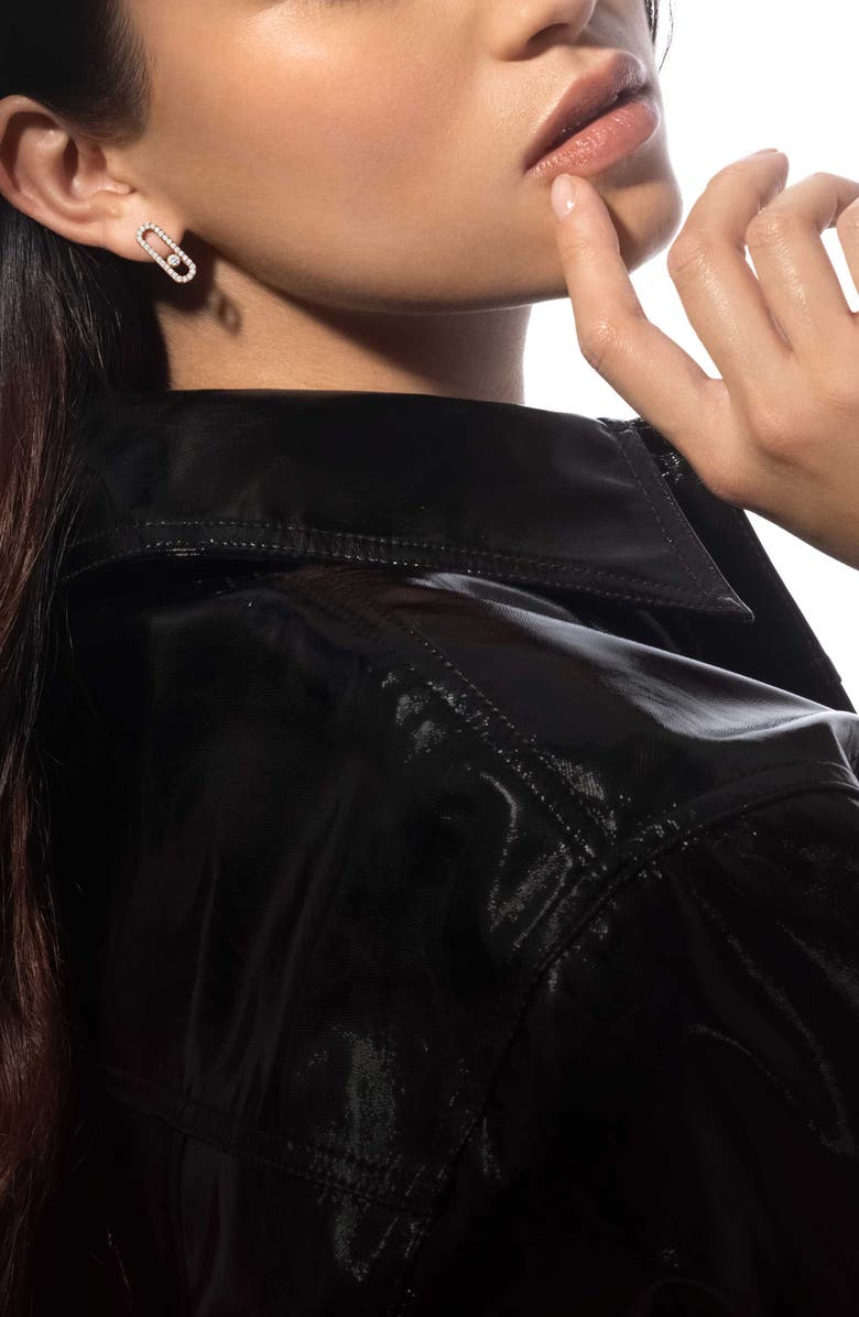 Messika Uno Diamond Pavé Stud Earrings, Alternate, color, Pink Gold