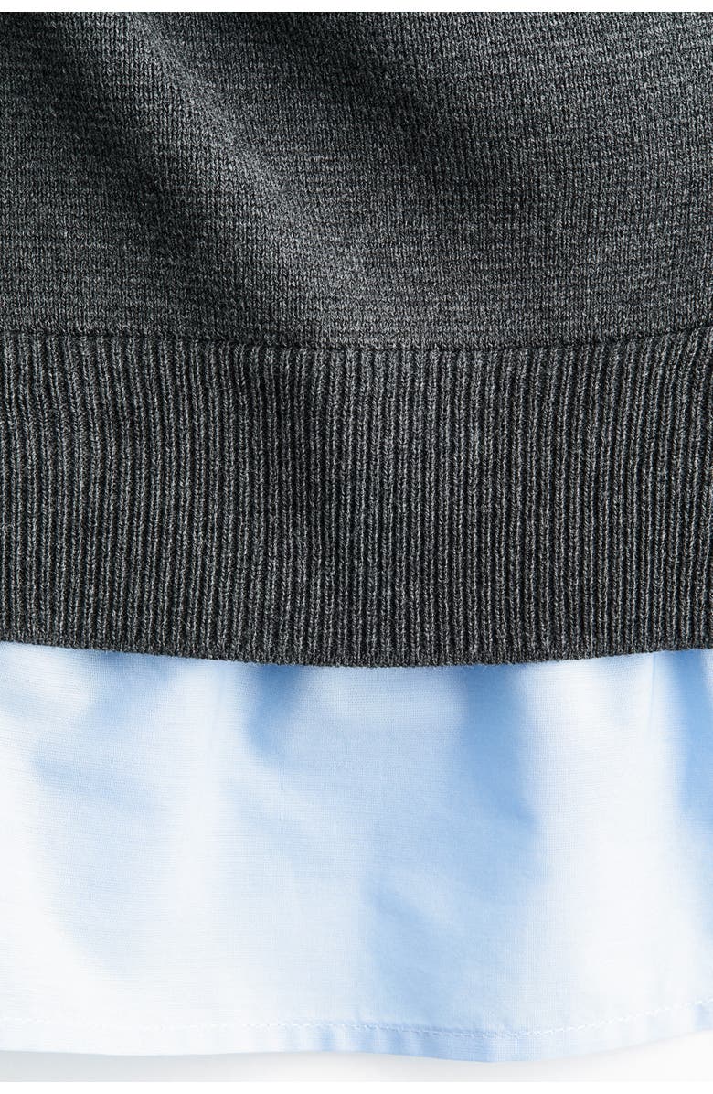 H&M Layered Off-the-shoulder Cardigan, Alternate, color, Dark Gray Melange