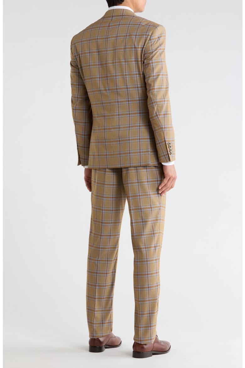 Windowpane Plaid 3-Piece Suit, Alternate, color, TAN / BLUE
