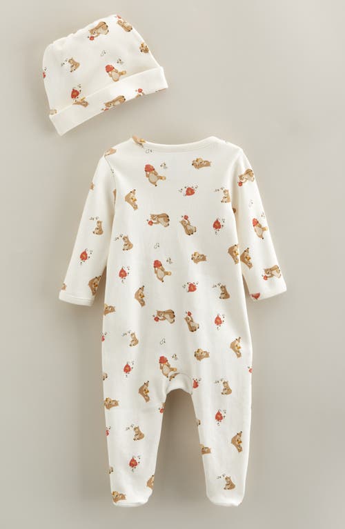 Nordstrom Print Zip Footie & Beanie Set In White