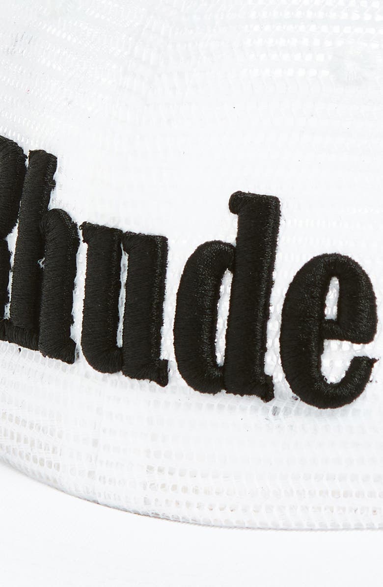 Rhude Logo Embroidered Mesh Snapback Baseball Cap, Alternate, color, White 0053