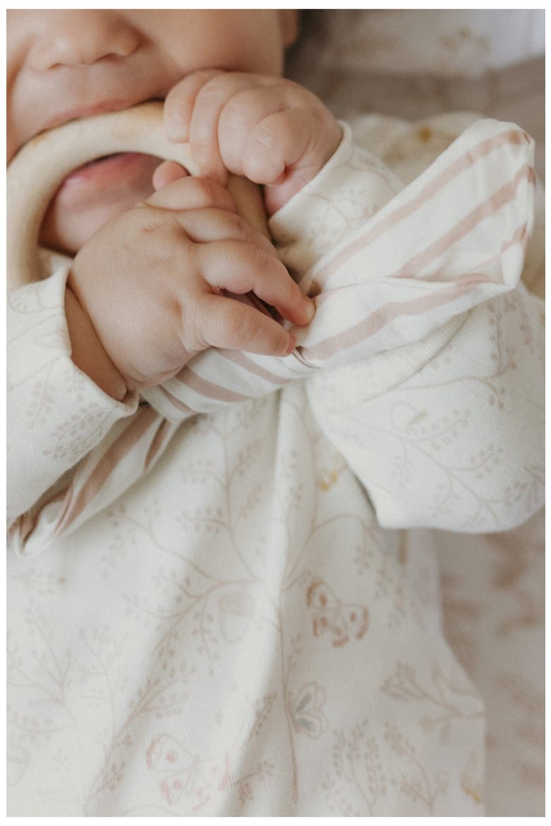 Secret Garden Puff Sleeve Organic Cotton Bodysuit, Alternate, color, SECRET GARDEN