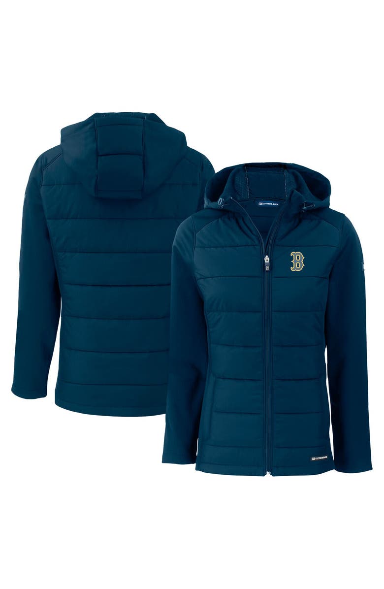 Cutter & Buck Women's Cutter & Buck  Navy Boston Red Sox City Connect Evoke Hybrid Eco Softshell Recycled Full-Zip Hoodie Jacket, Main, color, 