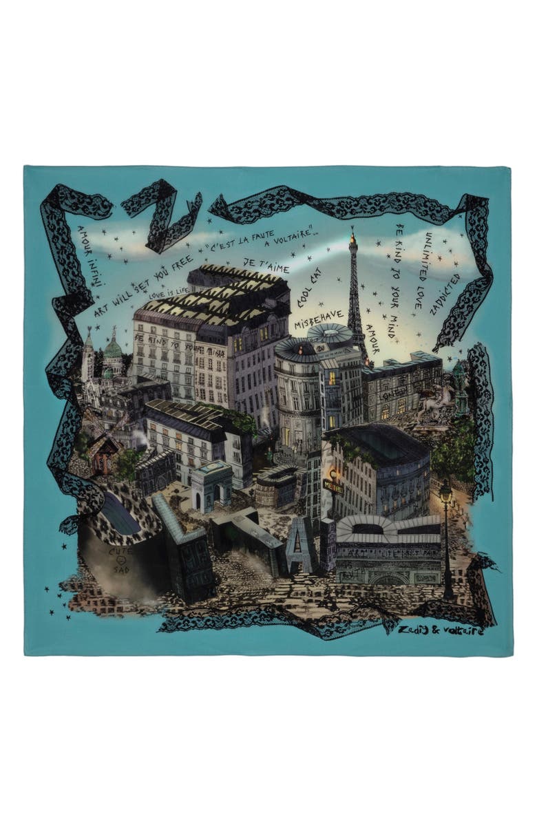 Zadig & Voltaire Blondie 90 Zadigcity Night Silk Scarf, Main, color,