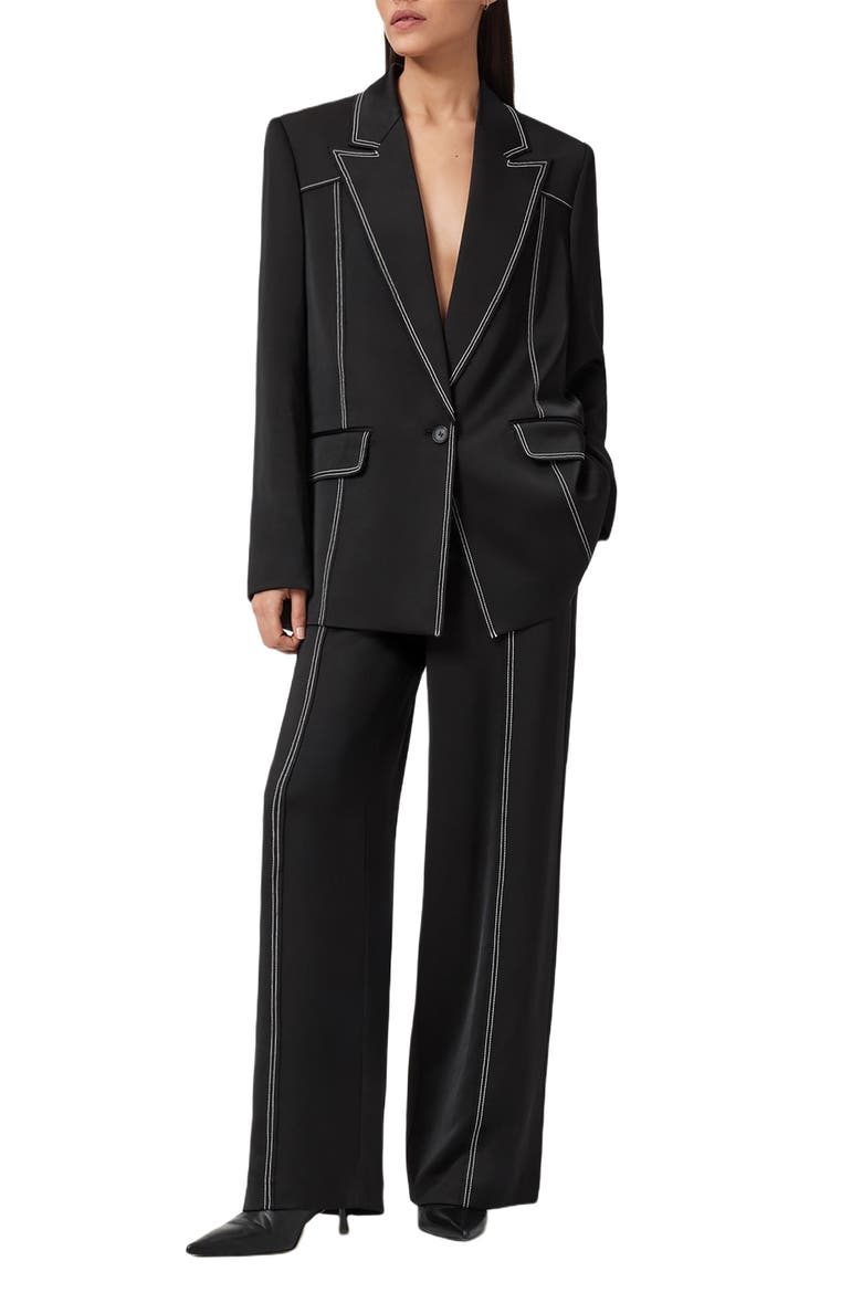 Theah Topstitch Blazer, Alternate, color, BLACK