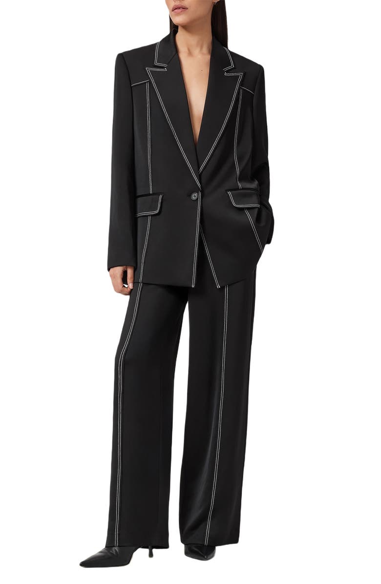 AllSaints Theah Topstitch Blazer, Alternate, color, Black