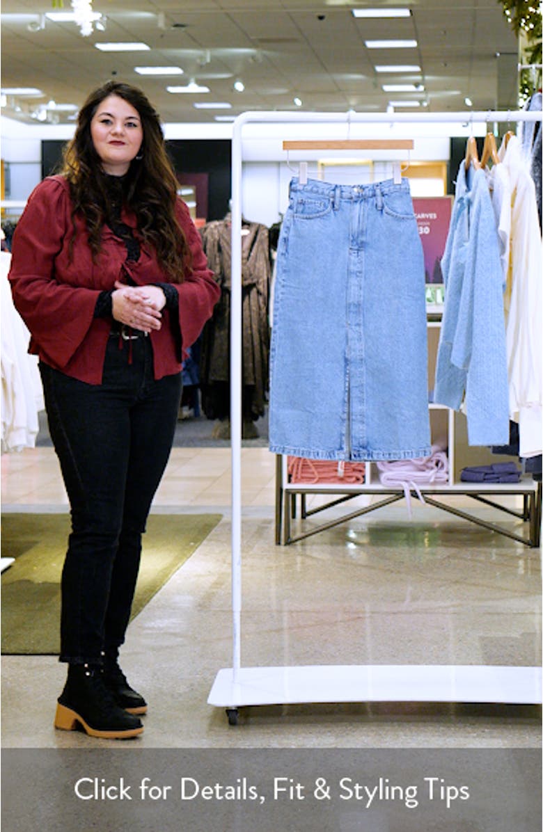 Front Slit Denim Midi Skirt, sales video thumbnail