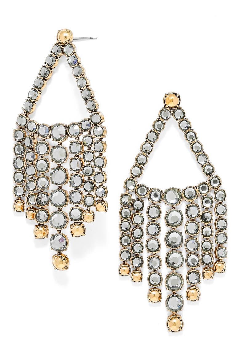 'Diana' Chandelier Earrings, Main, color, BLACK DIAMOND/ ANTIQUE GOLD