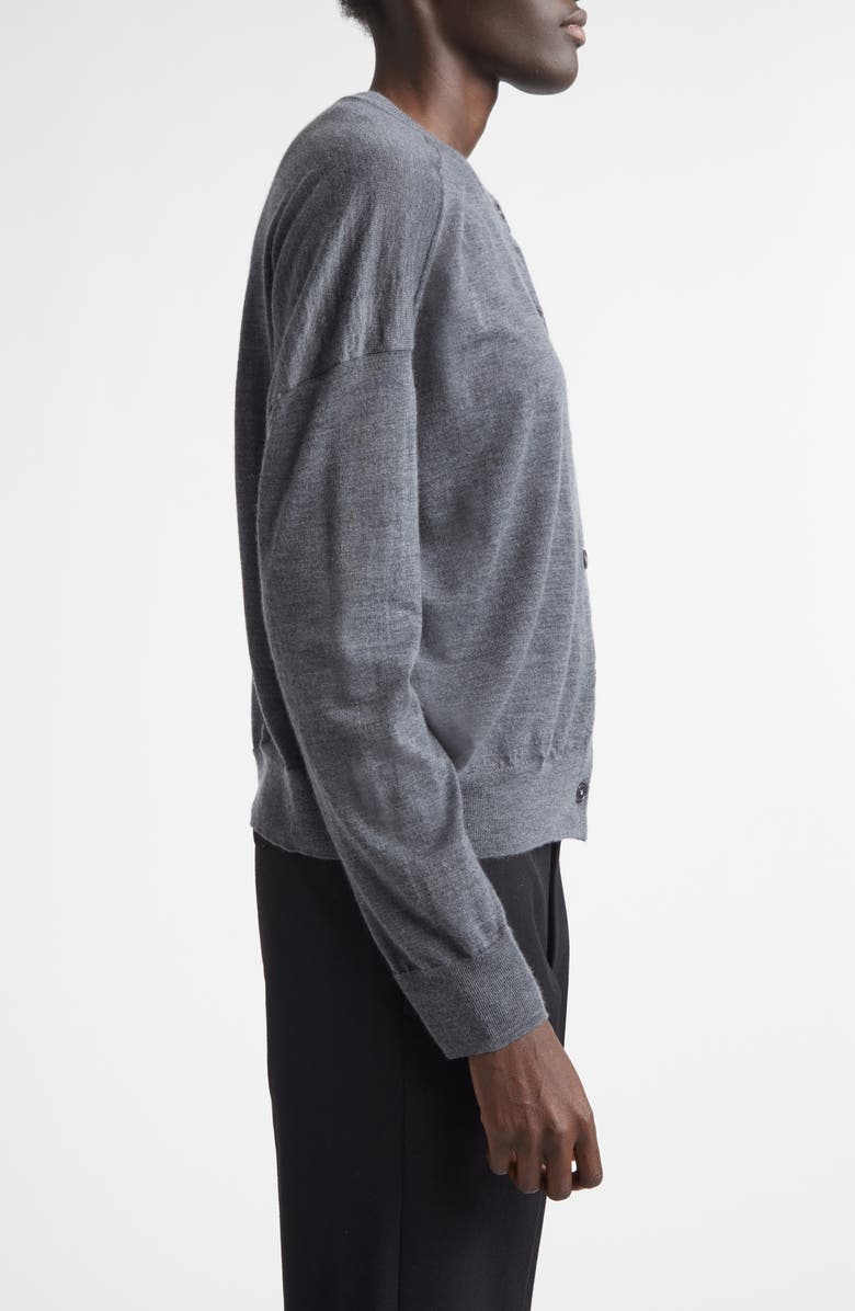 LOULOU DE SAISON Kita Fine Knit Cashmere Crewneck Cardigan, Alternate, color, Anthracite Melange