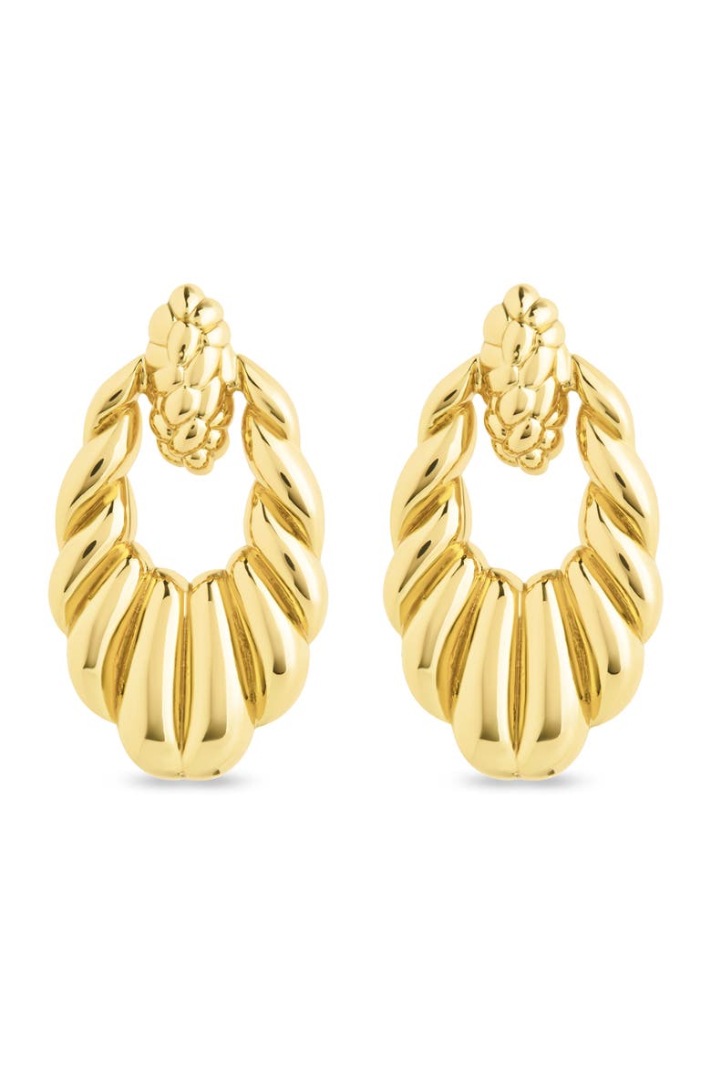 Enid Textured Doorknocker Drop Earrings, Main, color, GOLD