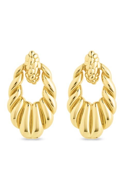 Enid Textured Doorknocker Drop Earrings