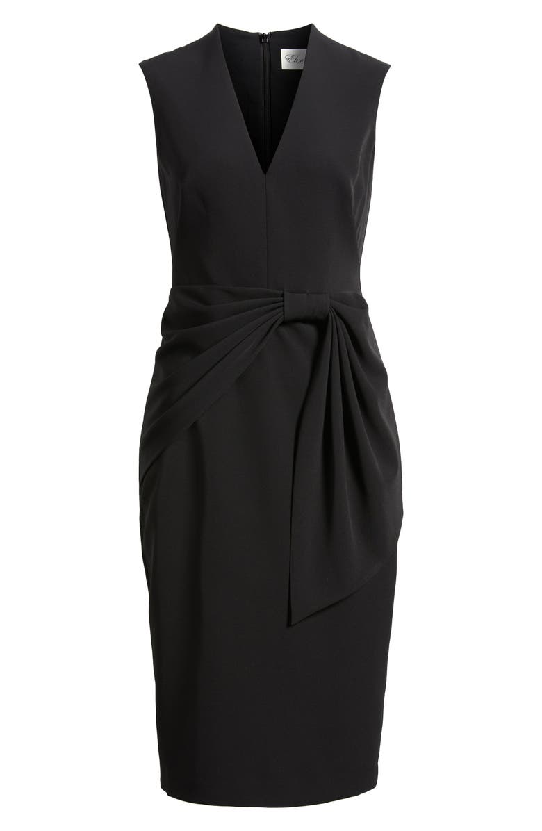 Eliza J Draped Bow Sleeveless Cocktail Dress, Alternate, color, Black
