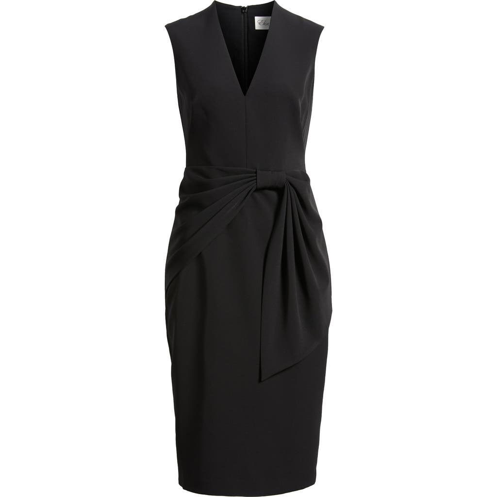 ELIZA J ELIZA J DRAPED BOW SLEEVELESS COCKTAIL DRESS
