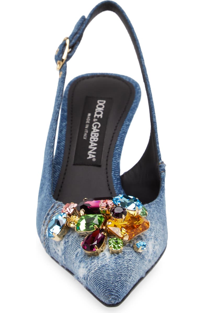 Dolce&Gabbana Patchwork Denim Embellished Slingback Pump, Alternate, color,