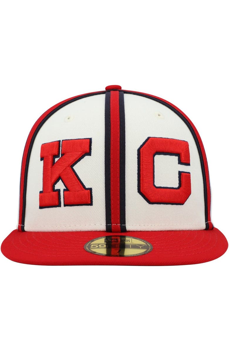 New Era Men's New Era Cream/Red Kansas City Monarchs Cooperstown Collection Turn Back The Clock 59FIFTY Fitted Hat, Alternate, color, Cream