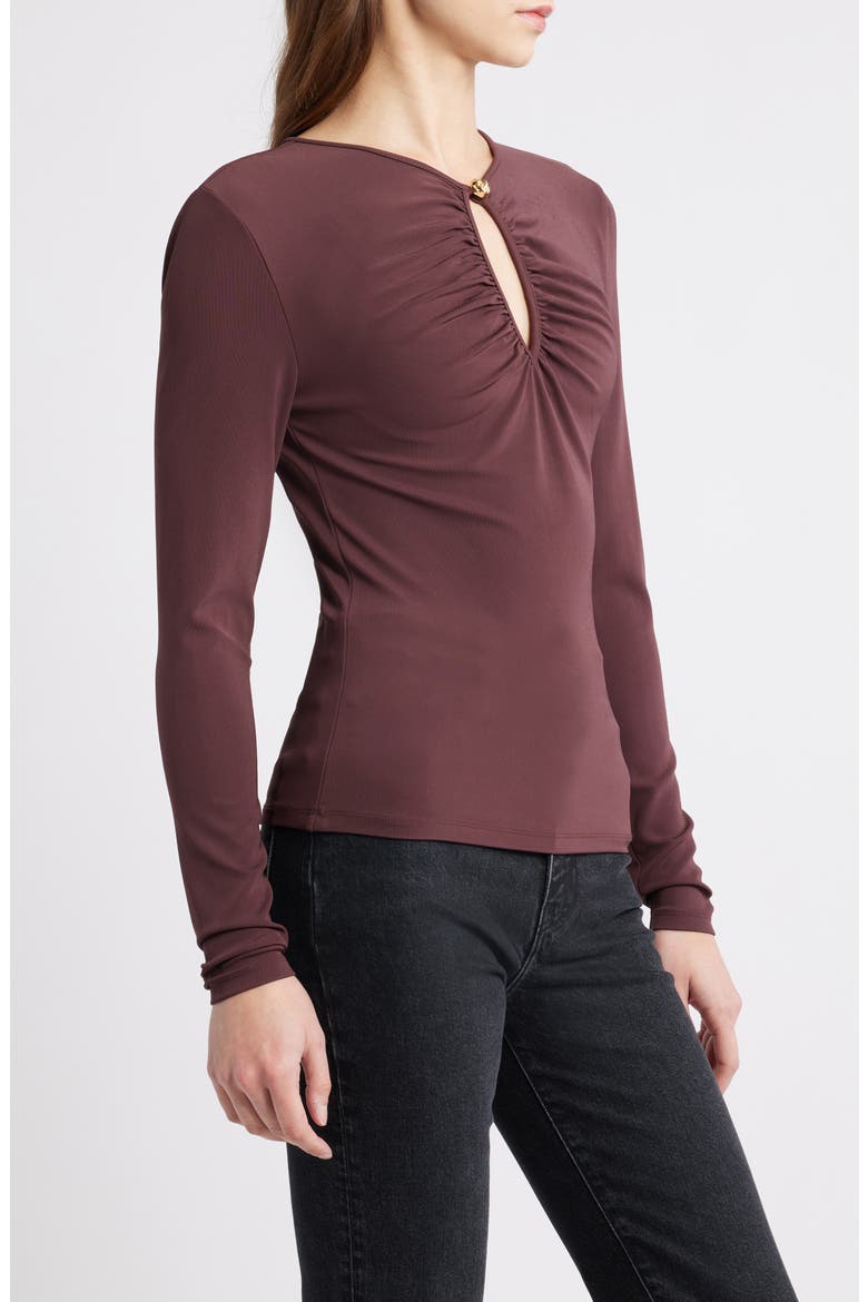 The Keyhole Long Sleeve Top, Alternate, color, CABERNET