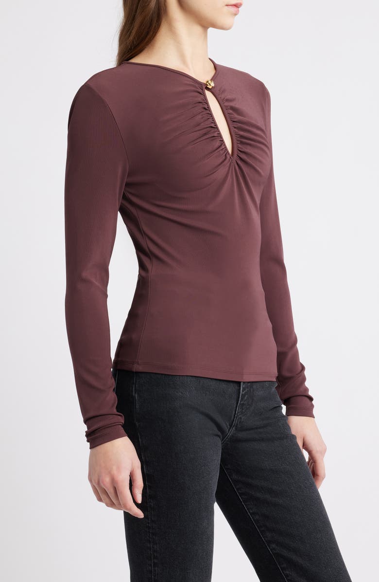FRAME The Keyhole Long Sleeve Top, Alternate, color, Cabernet