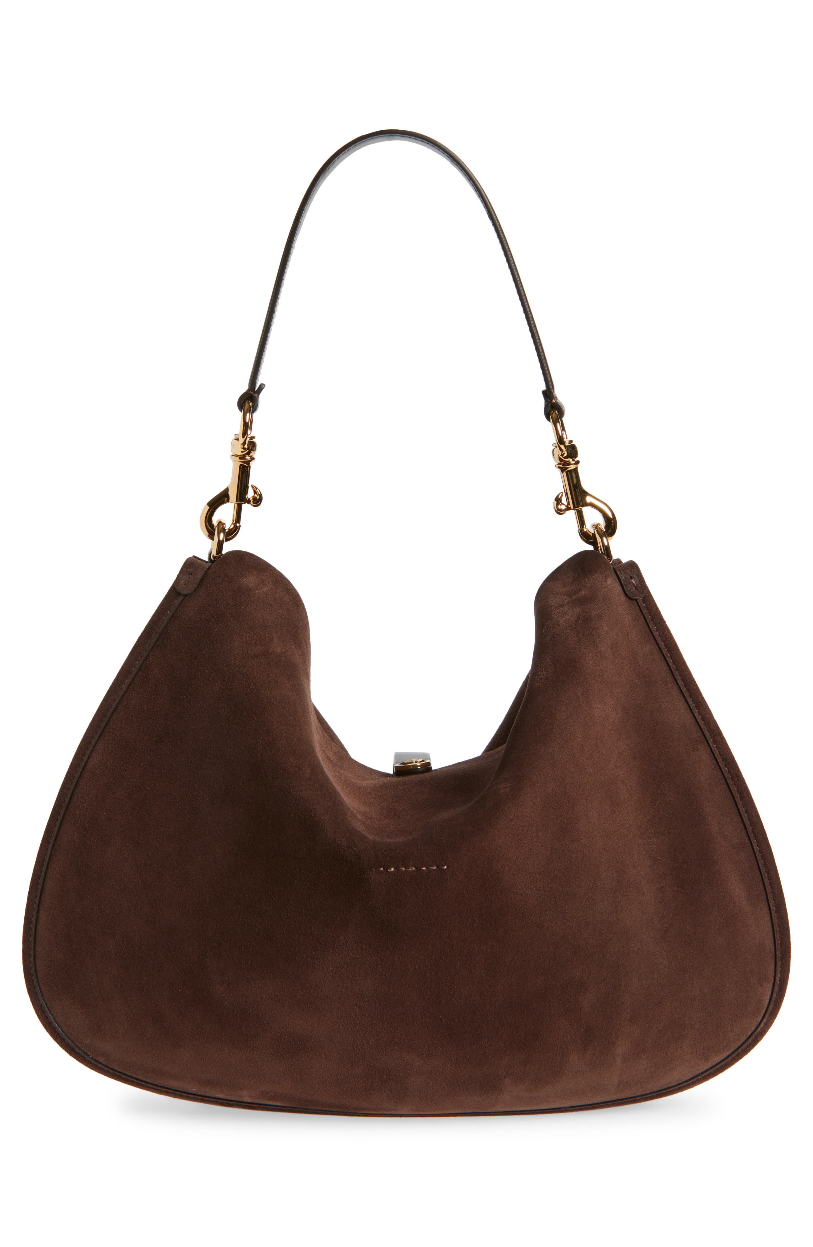 Etro Maxi Pony Suede Shoulder Bag, Alternate, color, Dark Brown M0406