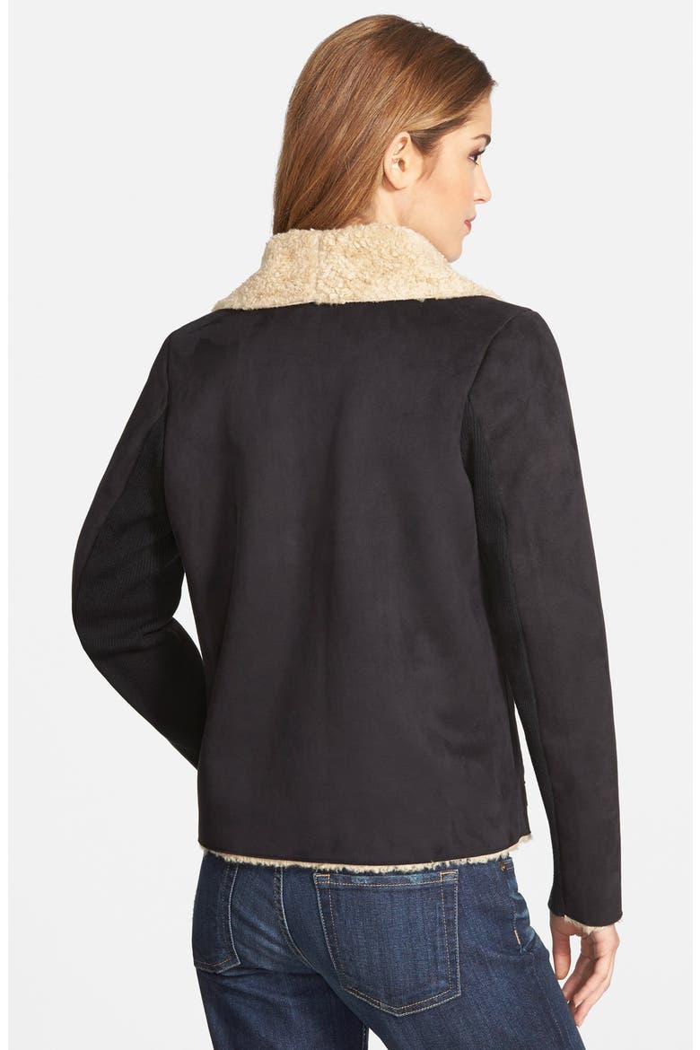 Faux Shearling Waterfall Jacket, Alternate, color, BLACK
