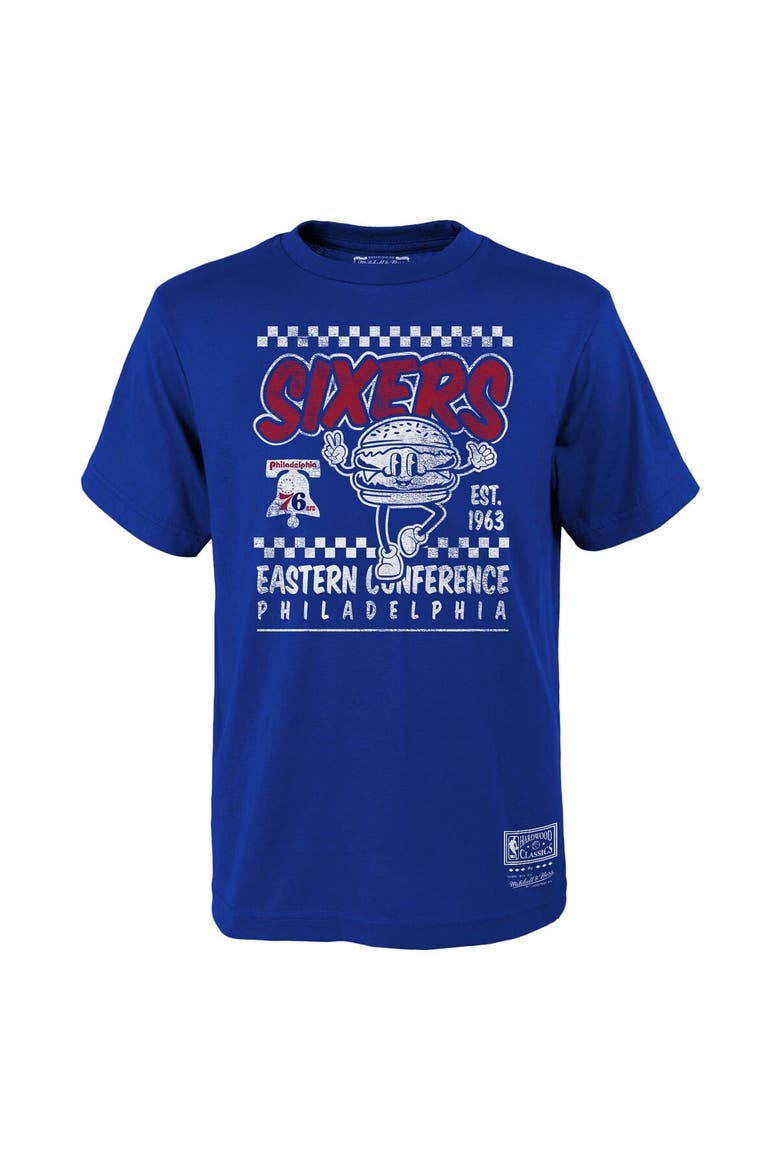 Youth Mitchell & Ness Royal Philadelphia 76ers Concession Food Character T-Shirt, Alternate, color, Royal