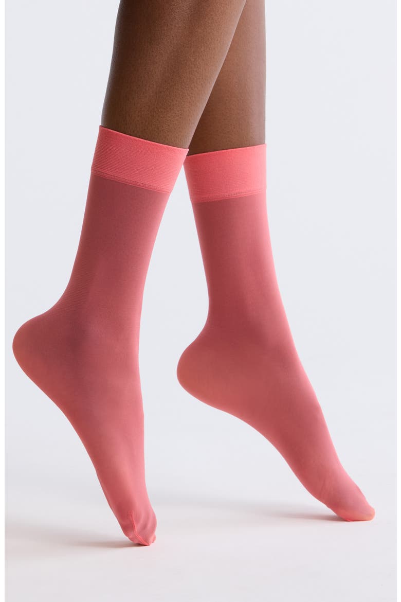 Everyday Sheer Ankle Socks, Main, color, CORAL CALYPSO