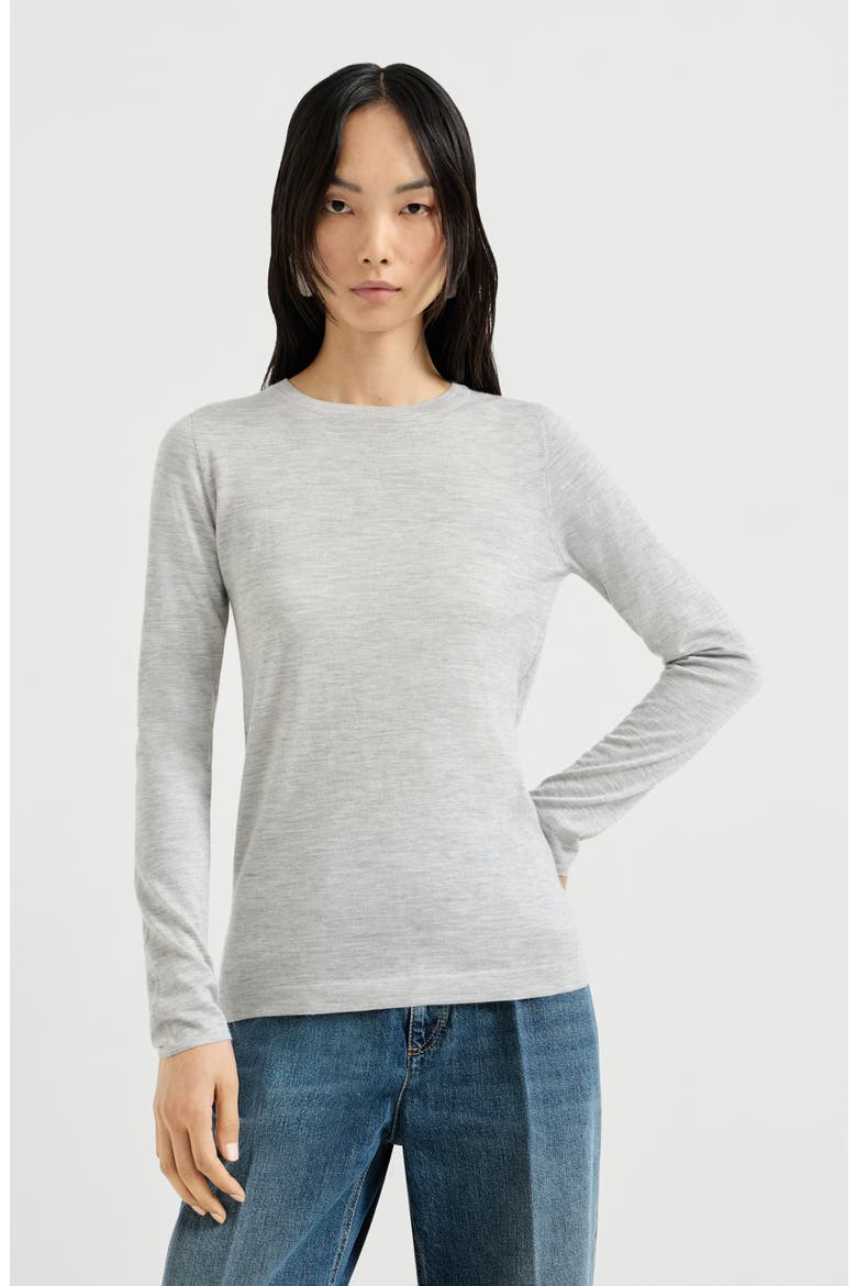 Cashmere and silk sweater, Main, color, Light Grey
