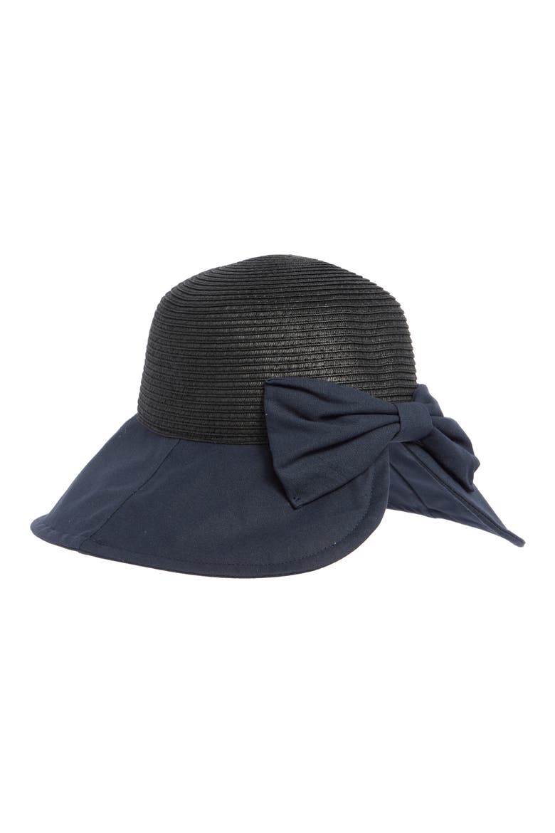 Bow Back Cloche, Alternate, color, BLACK