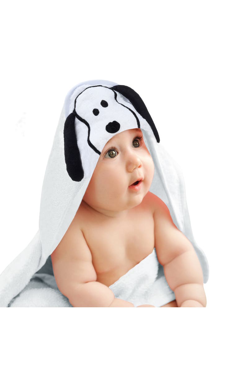 Lambs & Ivy Snoopy Baby/Infant Cotton Hooded Bath Towel, Main, color, White