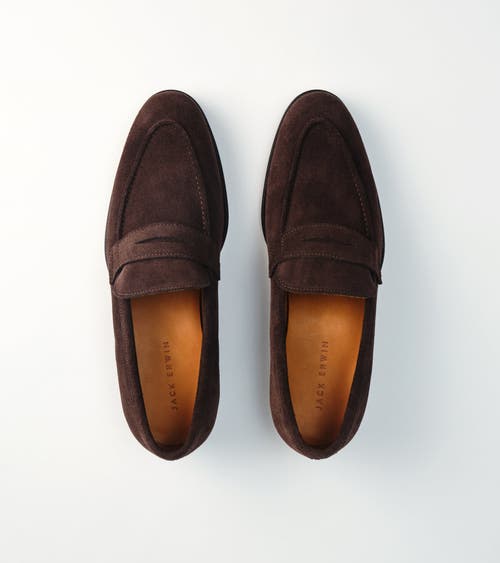 Jack Erwin Luke Leather Dress Penny Loafer In Brown