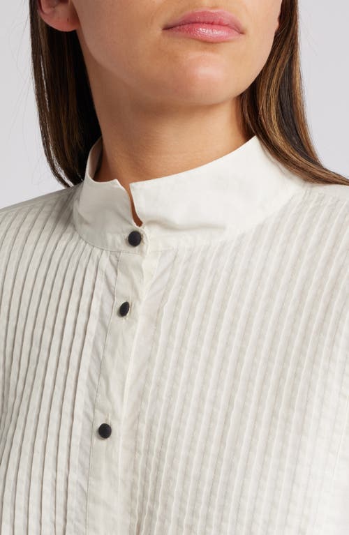 THE GREAT THE GREAT. PLEATED TUXEDO BUTTON-UP SHIRT